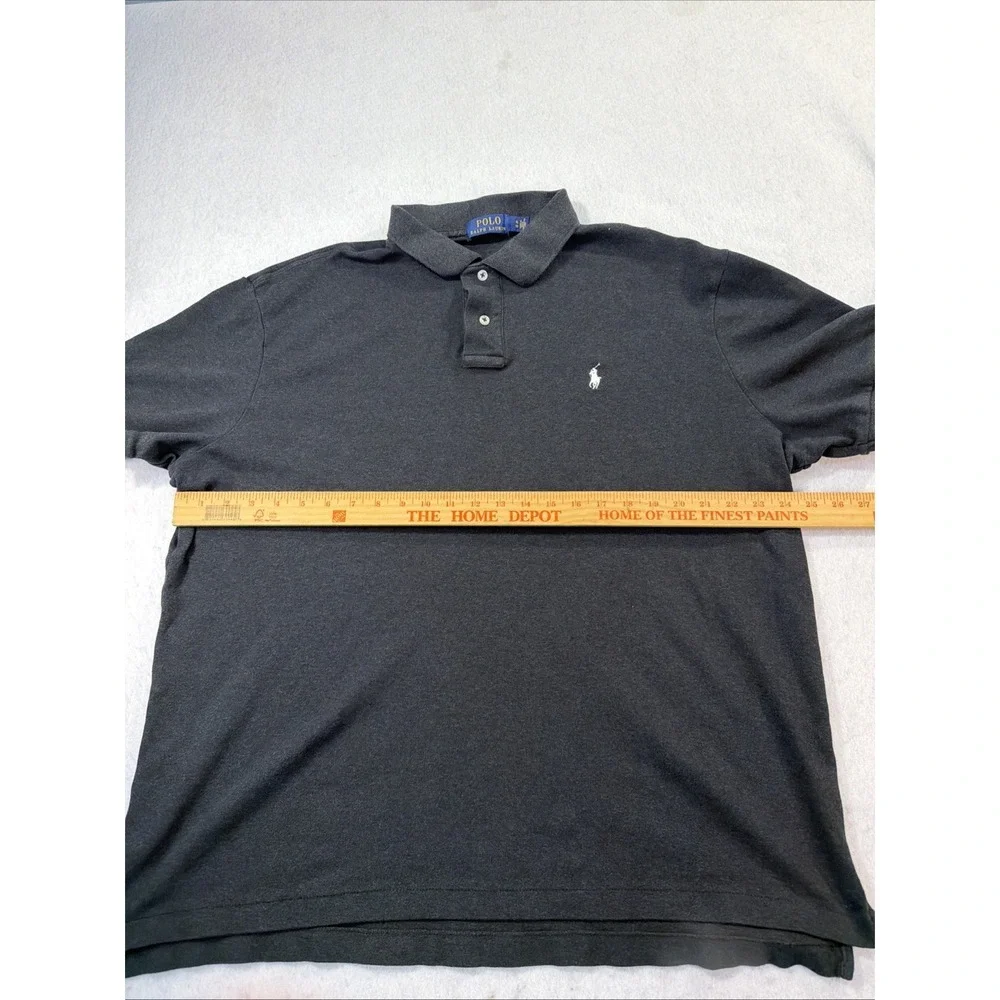 Polo Ralph Lauren Mens XL Charcoal Gray Solid Polo Shirt Custom Cotton